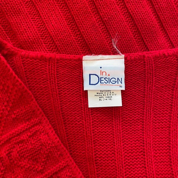 Vintage 90's red chunky knit cardigan by in Design 💌 - Picture 3 of 3